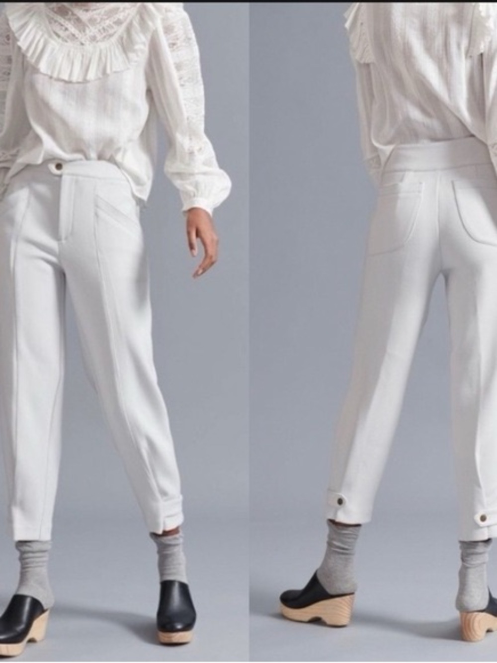 Maeve White Cropped Tailored Ponte Pants